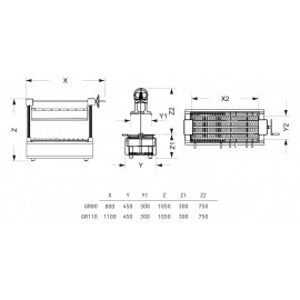 Gratar carbuni tip robata 1100 x 450 x 300 mm Roaster GR110