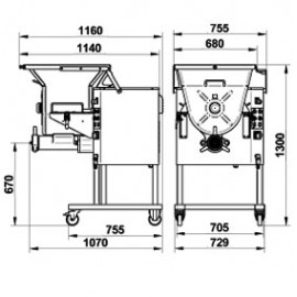 Masina tocat carne cu malaxor 1500 kg Minerva CE900