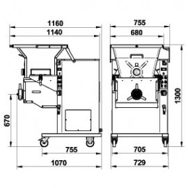 Masina tocat carne refrigerare cu malaxor 1500 kg Minerva CE900R