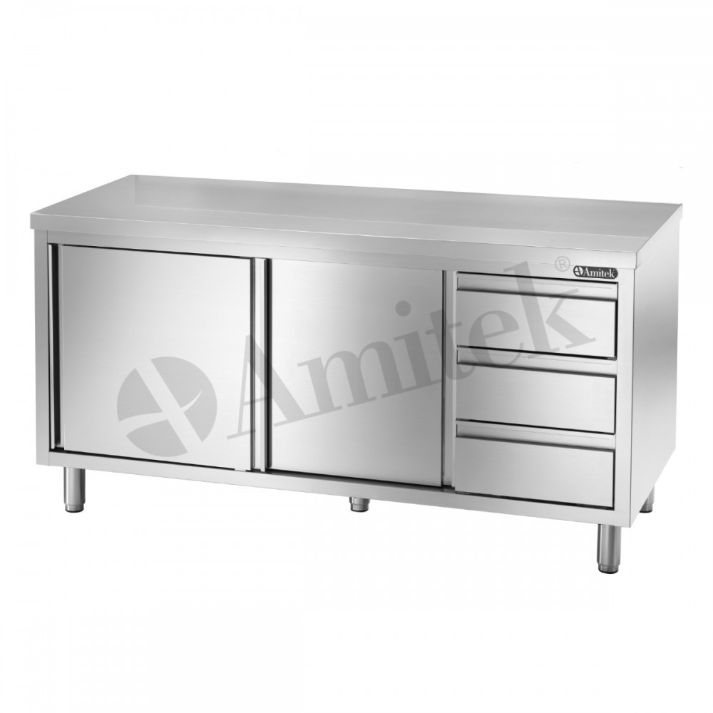 Masa lucru inox tip dulap 1500 x 700 x 850 mm Amitek TDC157D