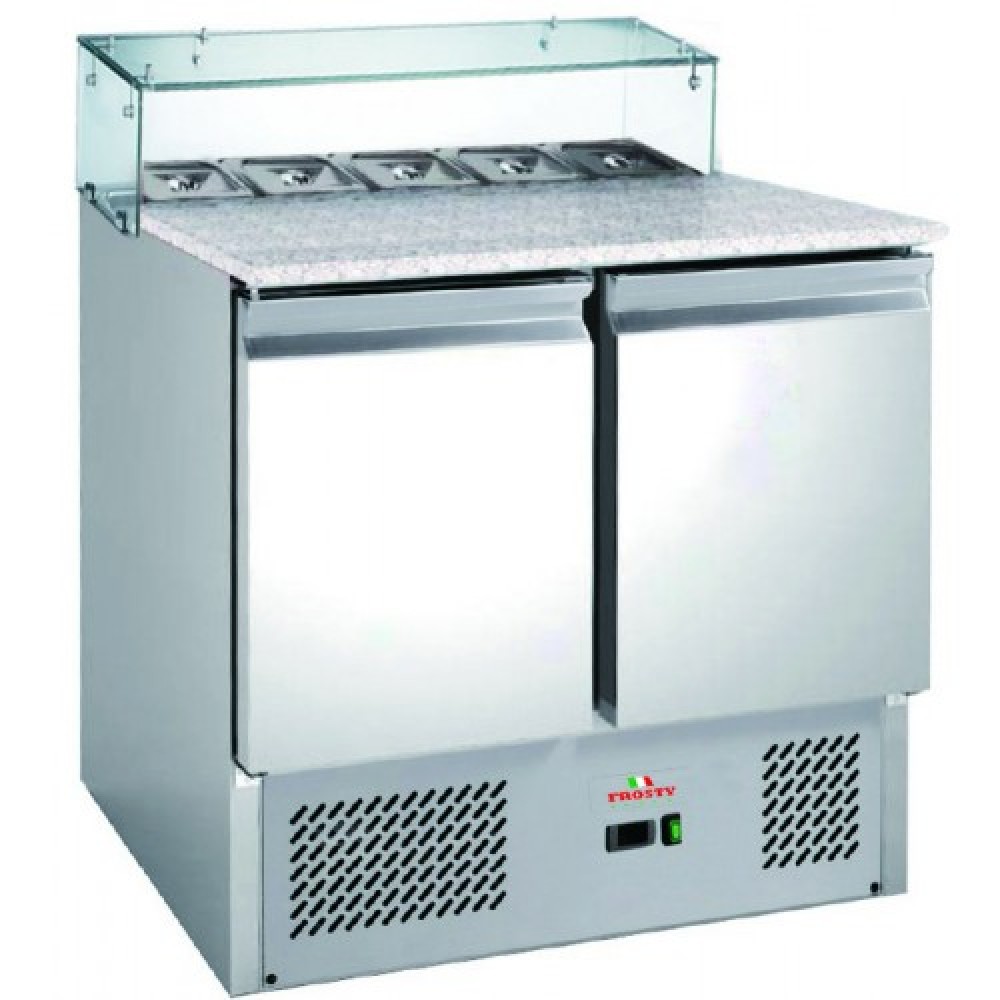 Masa rece refrigerare preparare pizza 2 usi si vitrina ingrediente Frosty PS900GT