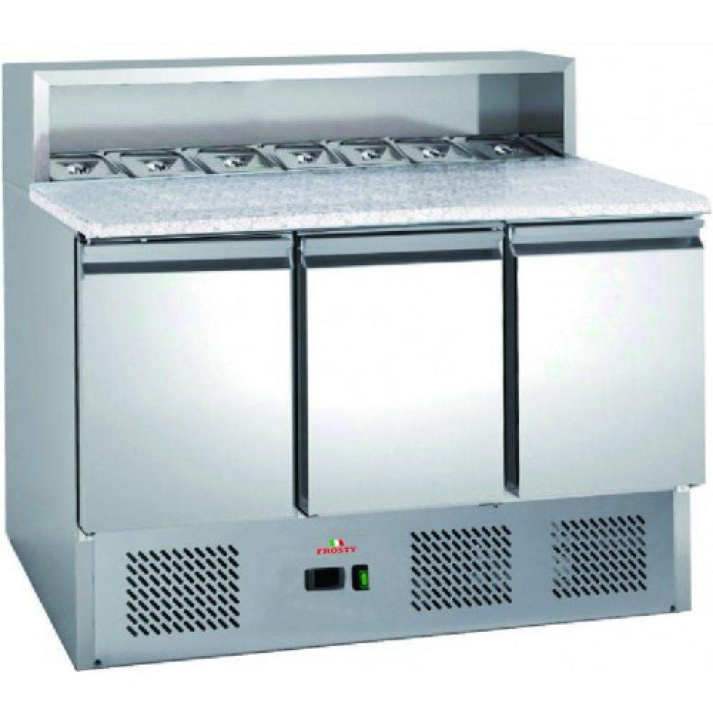 Masa rece refrigerare preparare pizza 3 usi si vitrina ingrediente Frosty PS903