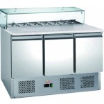 Masa rece refrigerare preparare pizza 3 usi si vitrina ingrediente Frosty PS903GT