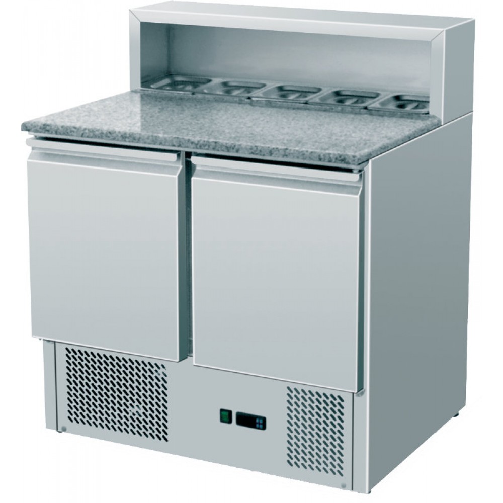Masa rece refrigerare preparare pizza 2 usi si vitrina ingrediente Amitek AK940P