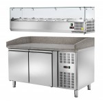 Masa rece refrigerare preparare pizza 2 usi si vitrina ingrediente Amitek AK2602TN-AK15433